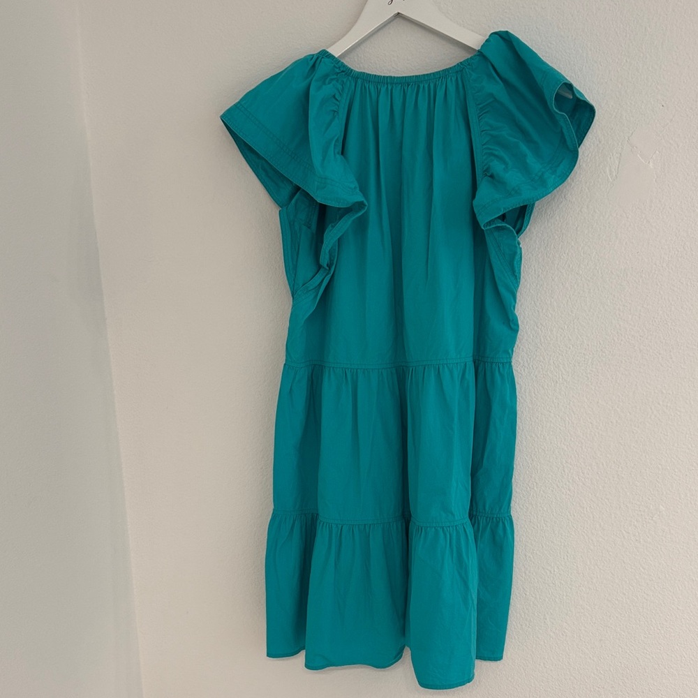 Bright Teal Ruffled Dress - Picture 4 of 4